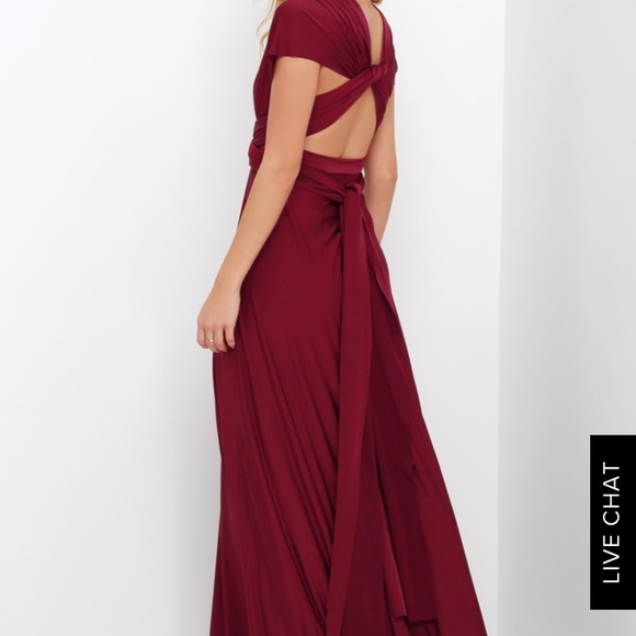 always stunning convertible burgundy maxi dress